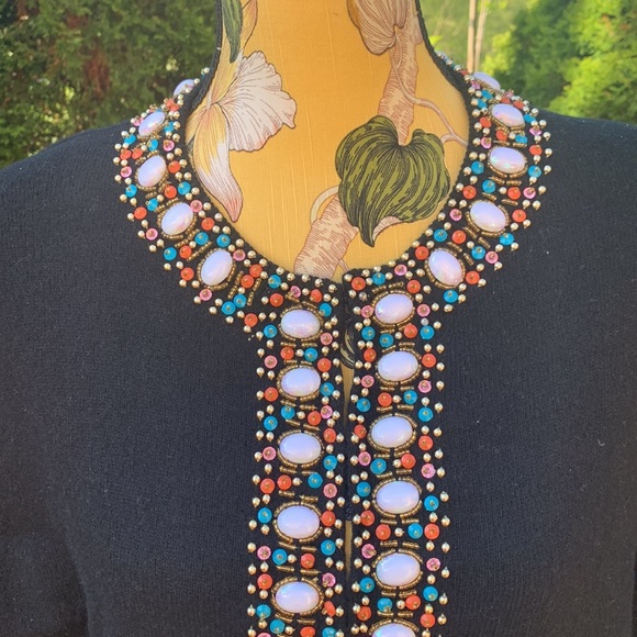 Vintage, Black long sleeve cardigan with beaded design - Picture 3 of 17